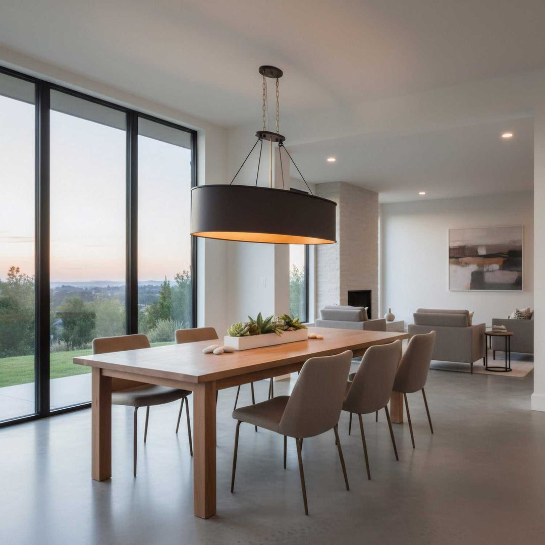 Cannery Seven Light Linear Pendant in Dark Bronze / French Gold Varaluz