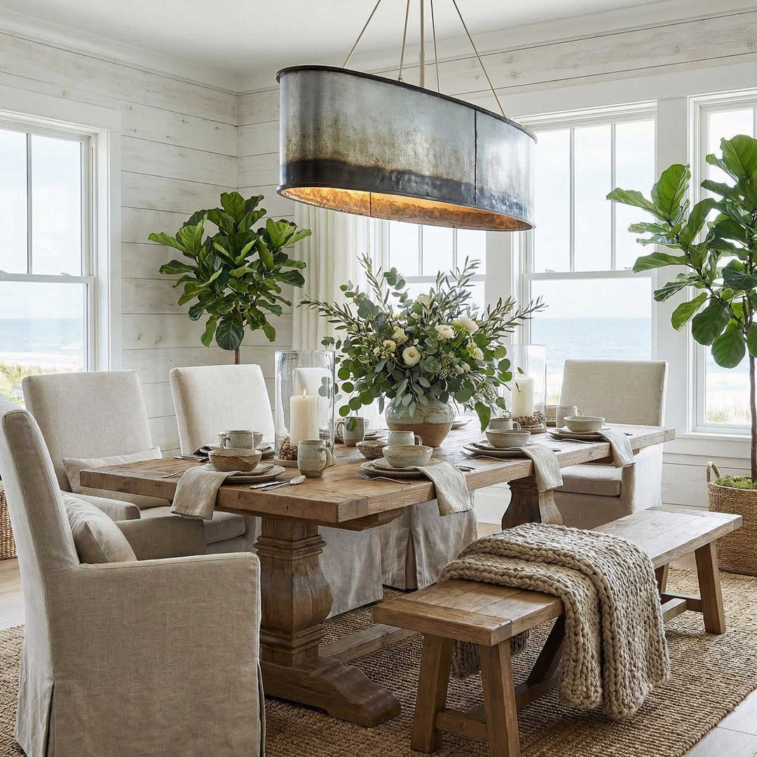 Cannery Seven Light Linear Pendant in Ombre Galvanized Varaluz
