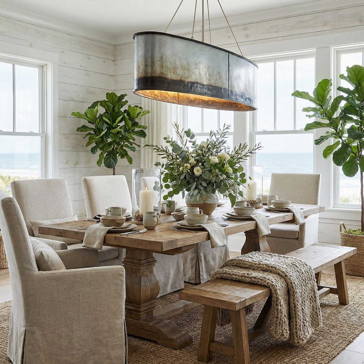 Cannery Seven Light Linear Pendant in Ombre Galvanized Varaluz