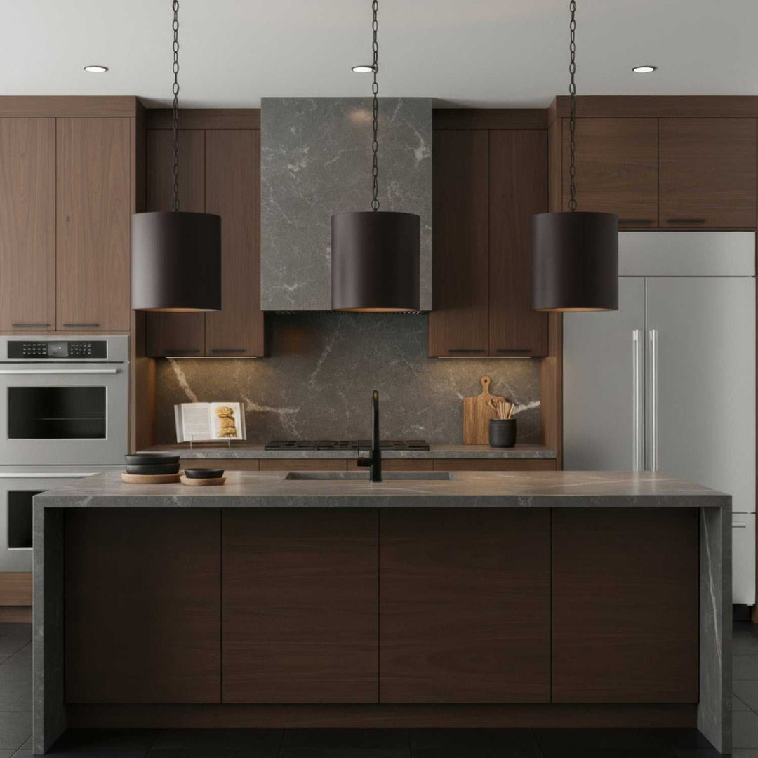 Cannery Two Light Pendant in Dark Bronze / French Gold Varaluz