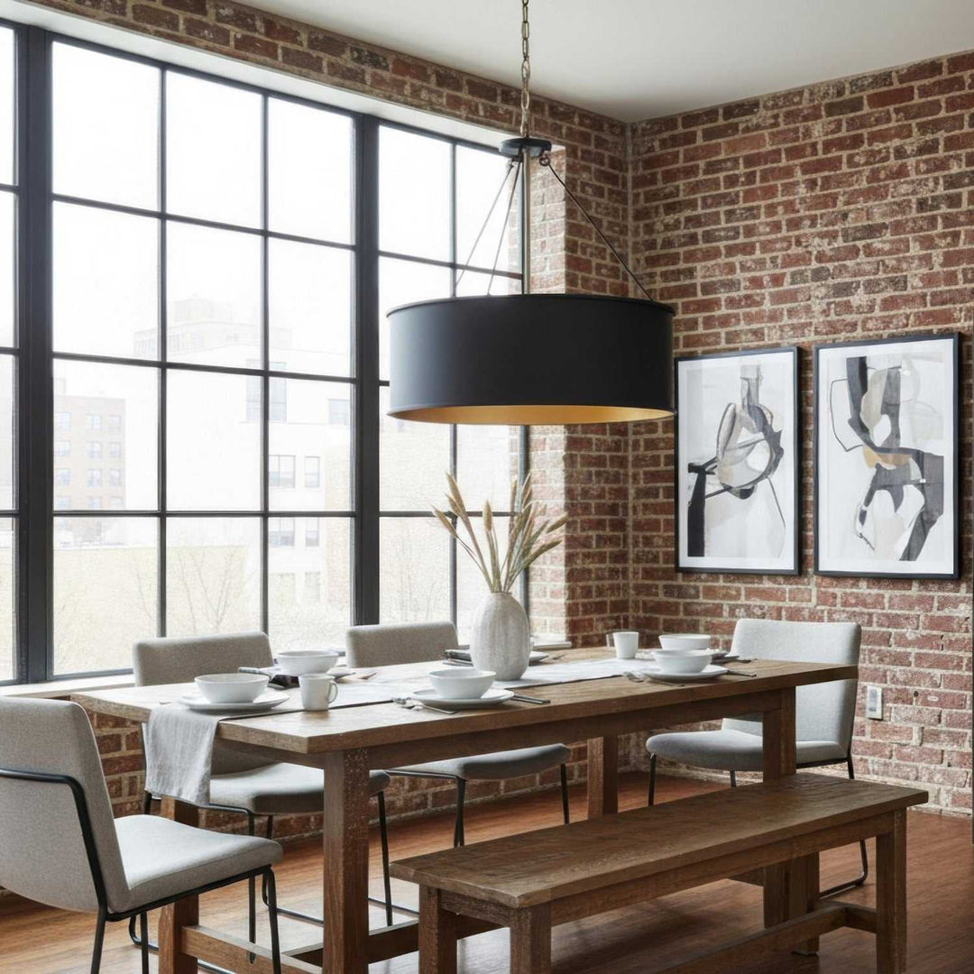 Cannery Five Light Pendant in Dark Bronze / French Gold Varaluz