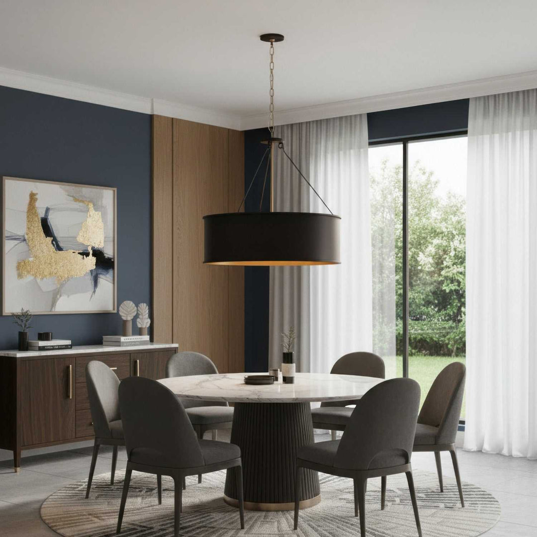 Cannery Five Light Pendant in Dark Bronze / French Gold Varaluz