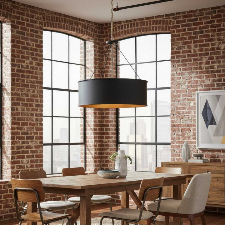Cannery Five Light Pendant in Dark Bronze / French Gold Varaluz