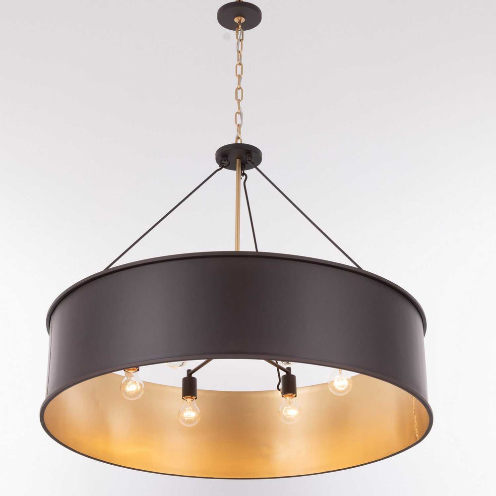 Cannery Six Light Pendant in Dark Bronze / French Gold Varaluz
