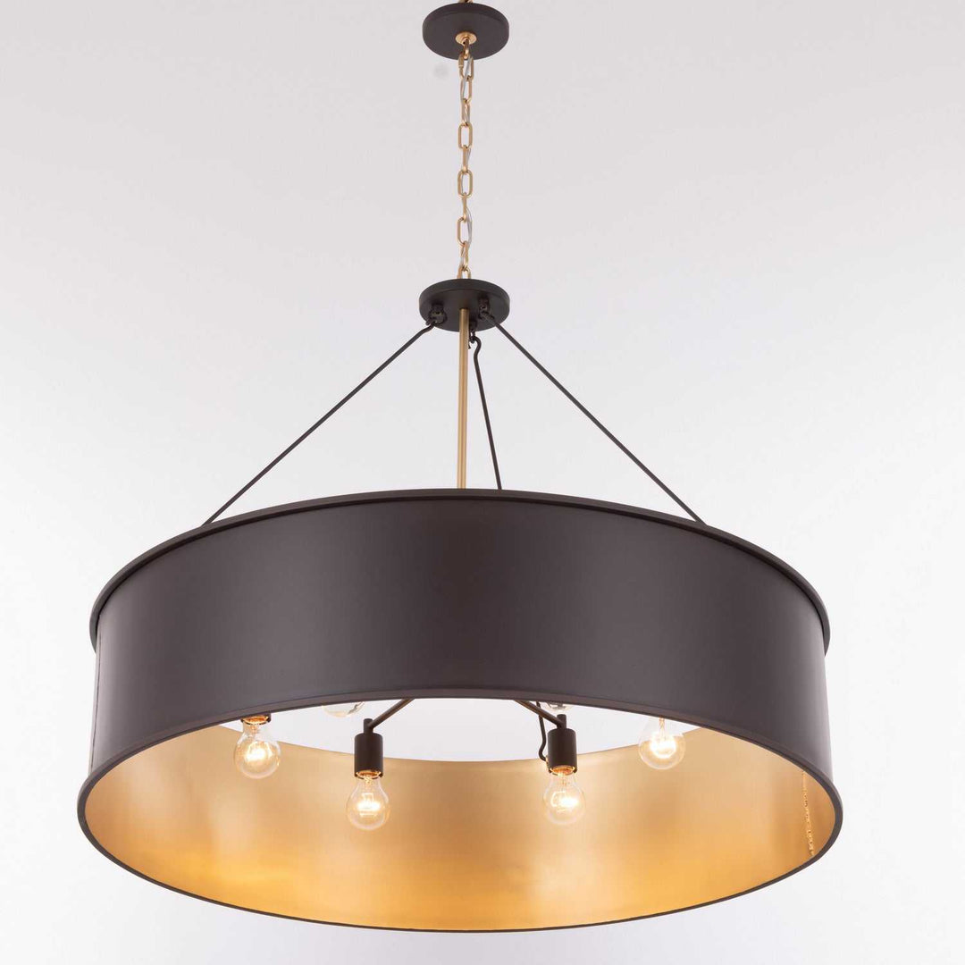 Cannery Six Light Pendant in Dark Bronze / French Gold Varaluz