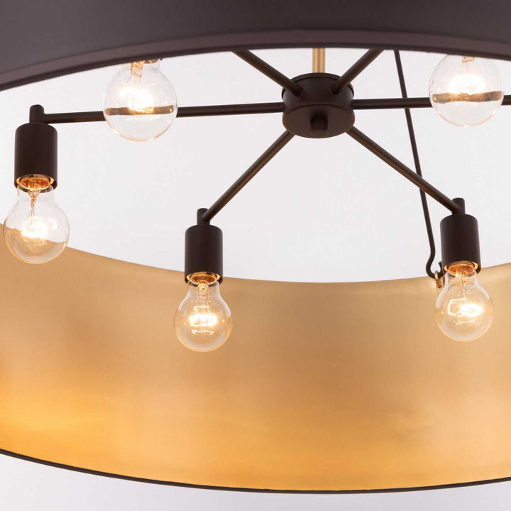 Cannery Six Light Pendant in Dark Bronze / French Gold Varaluz