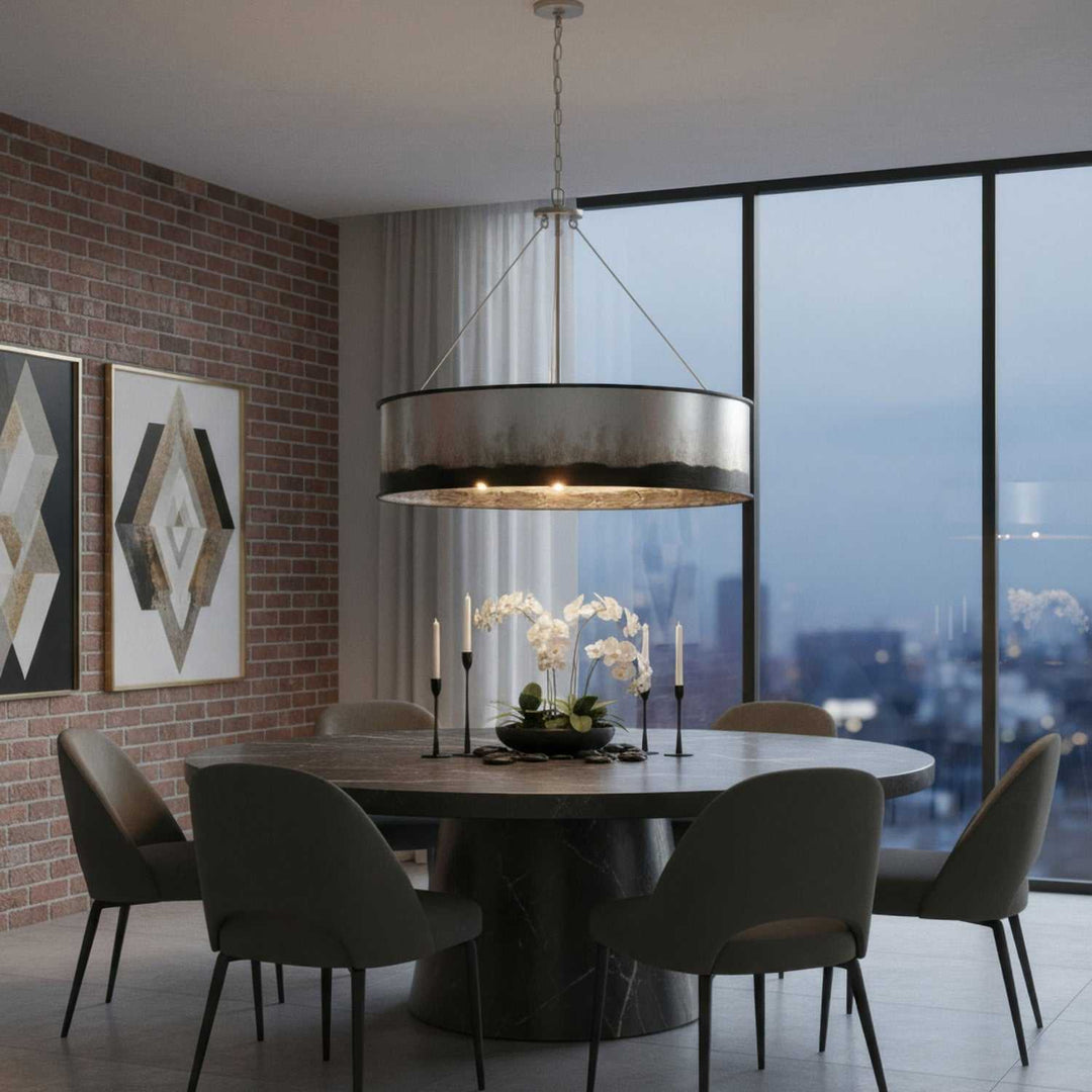 Cannery Six Light Pendant in Ombre Galvanized Varaluz