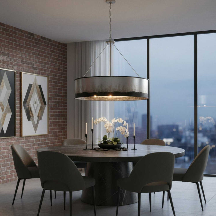 Cannery Six Light Pendant in Ombre Galvanized Varaluz