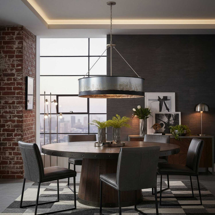 Cannery Six Light Pendant in Ombre Galvanized Varaluz
