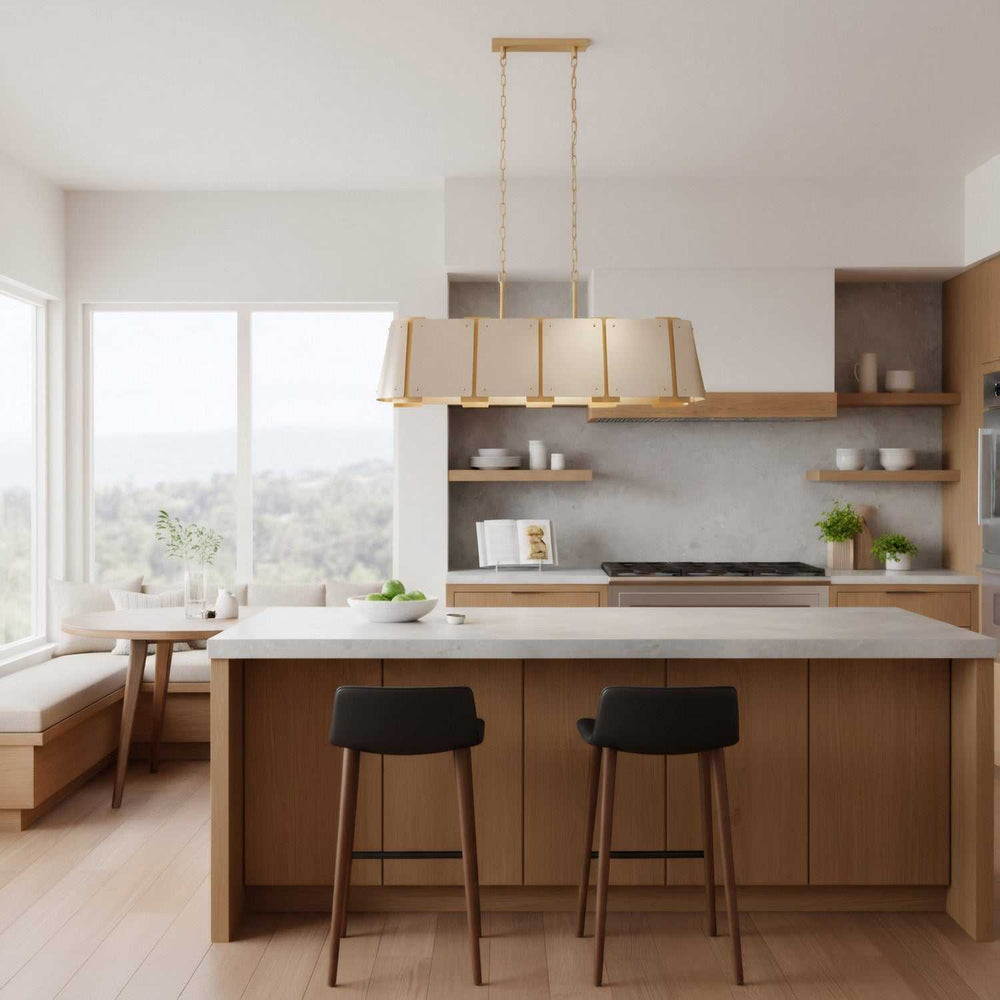 Peep Show Six Light Pendant in Sunwashed Silver/Brushed Sienna Varaluz