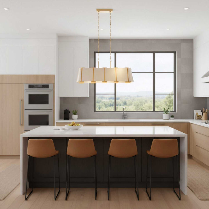 Peep Show Six Light Pendant in Sunwashed Silver/Brushed Sienna Varaluz
