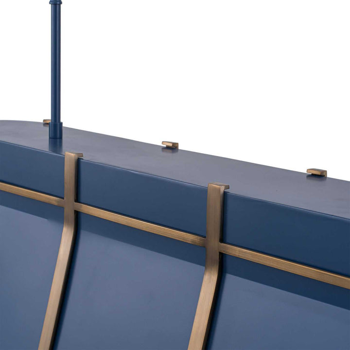 Brasserie Four Light Linear Pendant in French Blue/Heritage Bronze Varaluz