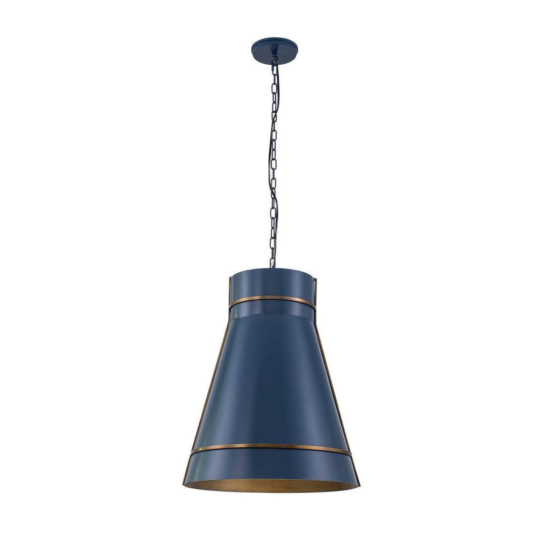 Brasserie One Light Pendant in French Blue/Heritage Bronze Varaluz