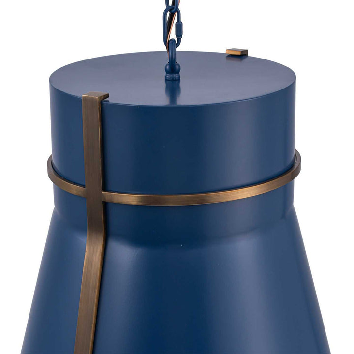Brasserie One Light Pendant in French Blue/Heritage Bronze Varaluz