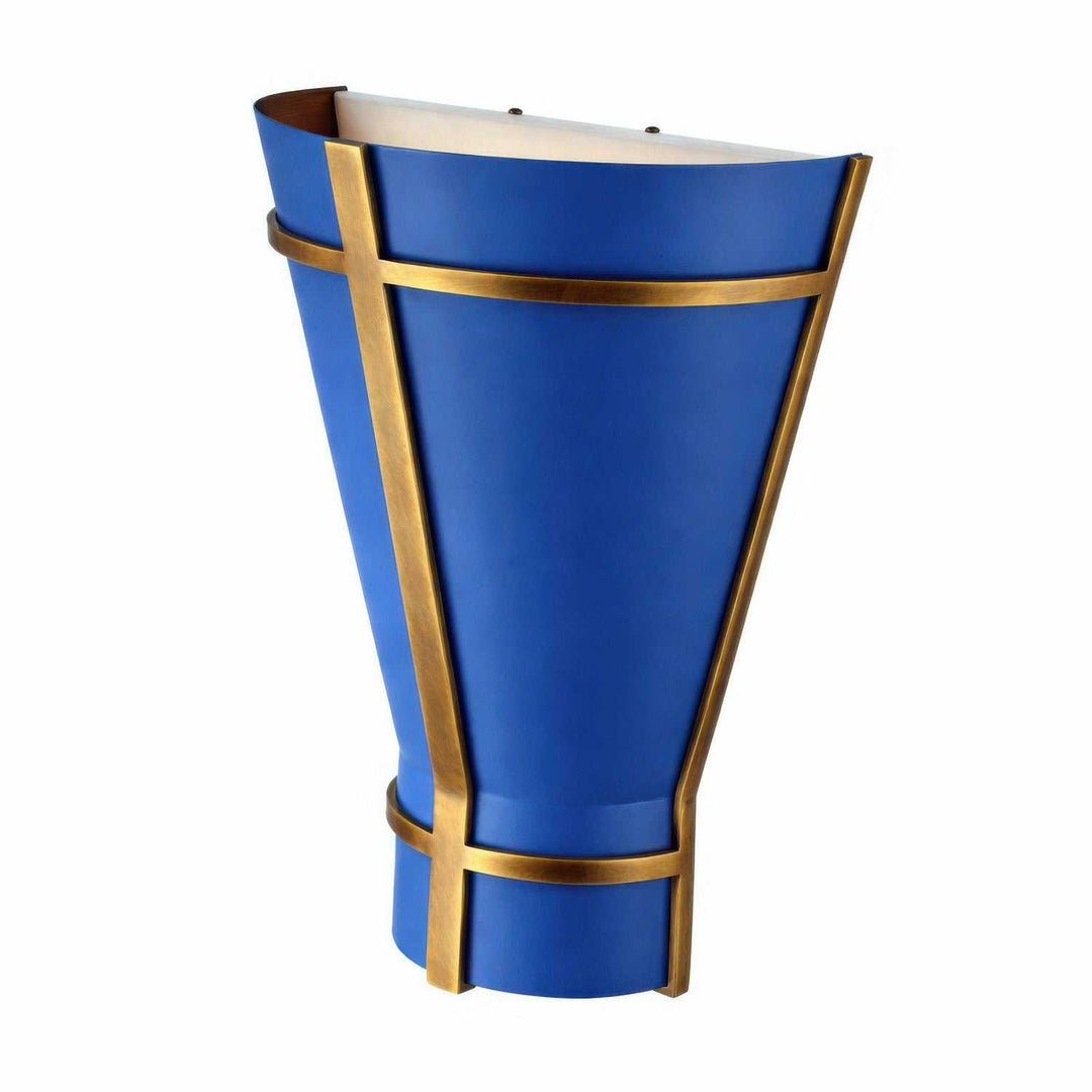 Brasserie One Light Wall Sconce in French Blue/Heritage Bronze Varaluz