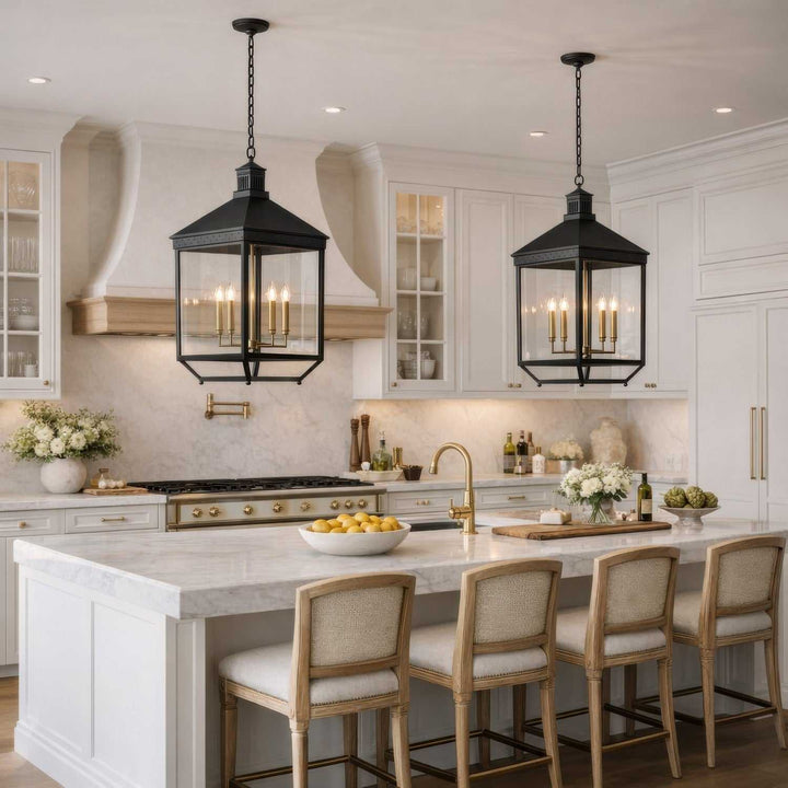 Midnight Manor Four Light Pendant in Blackened Zinc/Antique Bronze Varaluz