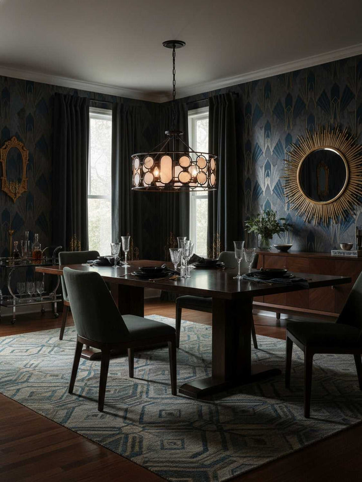 Oval Office Six Light Pendant in Ironclad Varaluz