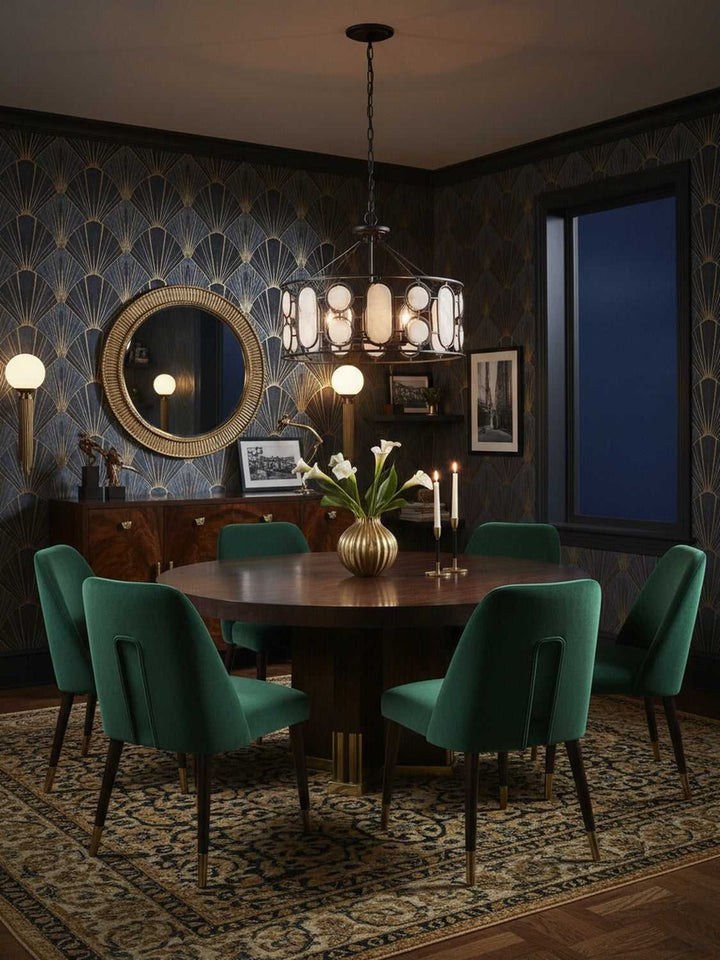 Oval Office Six Light Pendant in Ironclad Varaluz