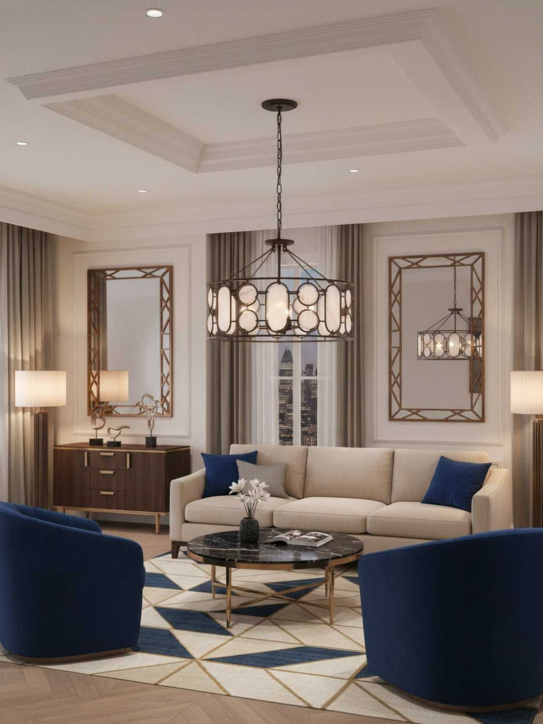 Oval Office Six Light Pendant in Ironclad Varaluz