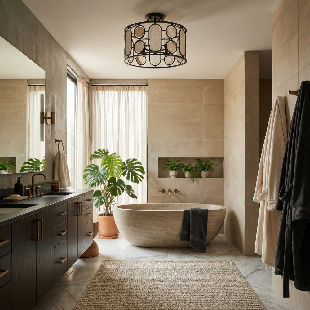 Oval Office Four Light Semi-Flush Mount in Ironclad Varaluz
