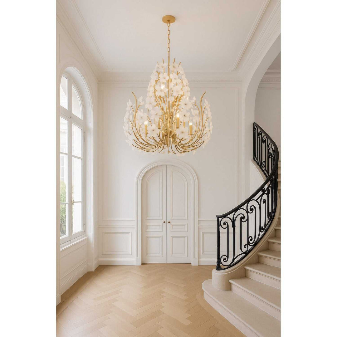 Petal Court 12 Light Chandelier in French Gold Varaluz