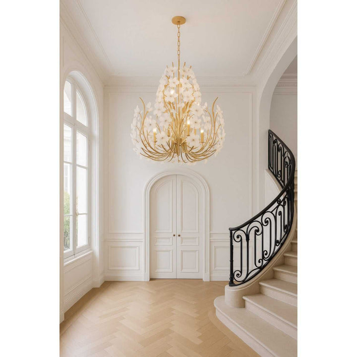 Petal Court 12 Light Chandelier in French Gold Varaluz