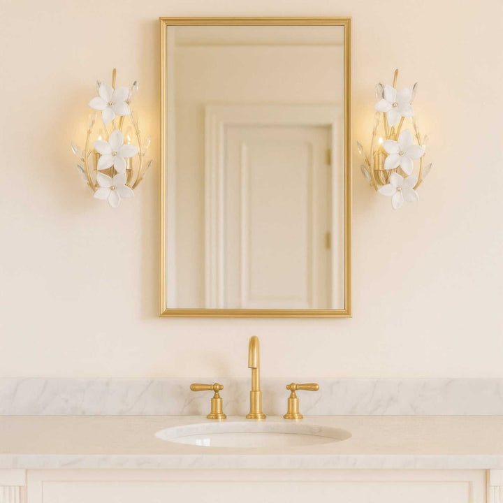Petal Court Two Light Wall Sconce in French Gold Varaluz