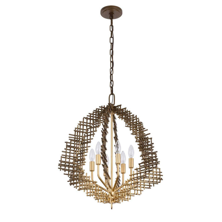 Construct Six Light Pendant in Dark Bronze / French Gold Varaluz