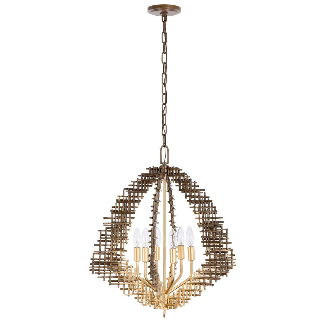 Construct Six Light Pendant in Dark Bronze / French Gold Varaluz