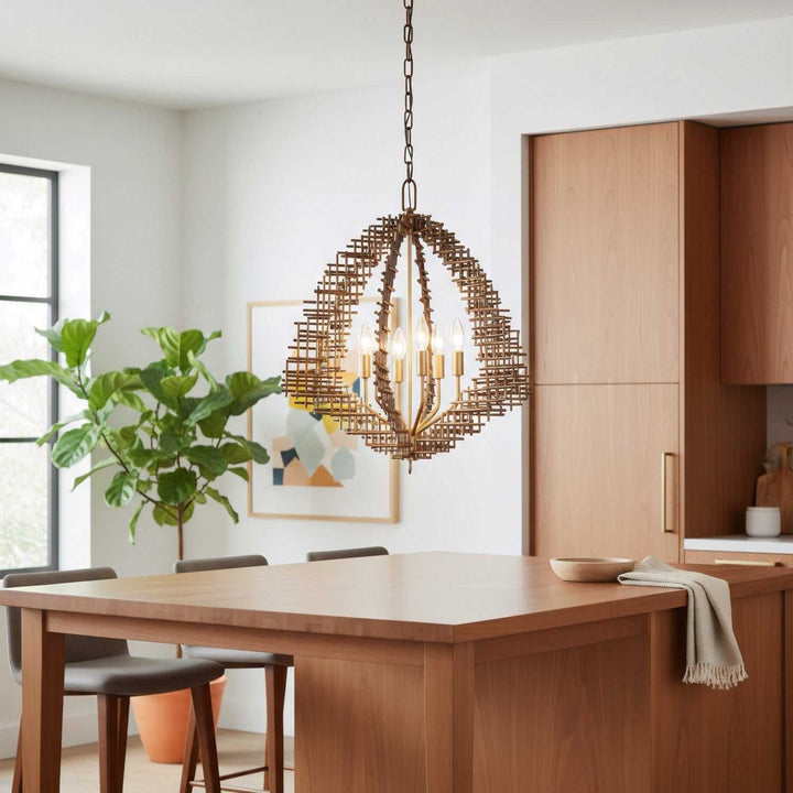 Construct Six Light Pendant in Dark Bronze / French Gold Varaluz