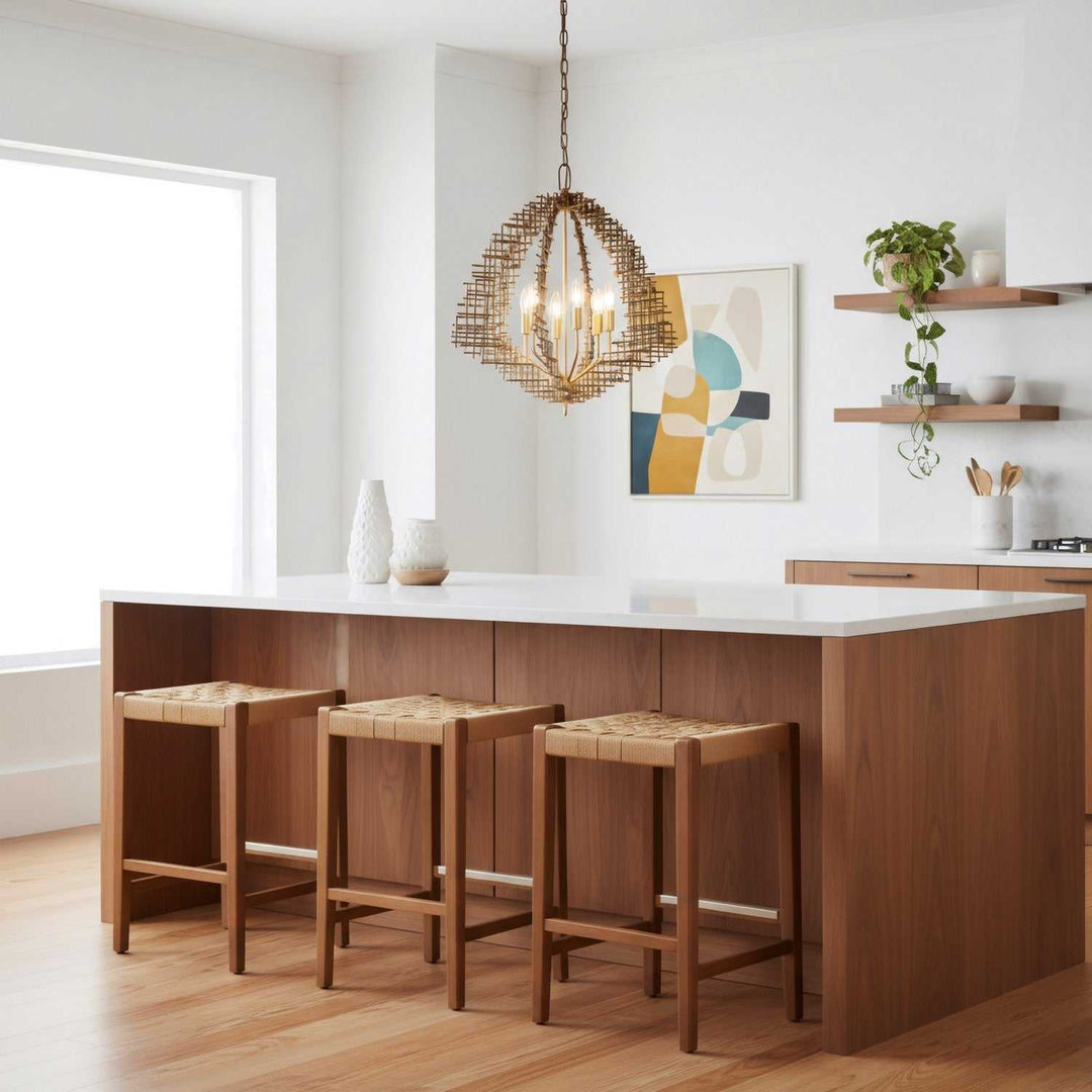 Construct Six Light Pendant in Dark Bronze / French Gold Varaluz