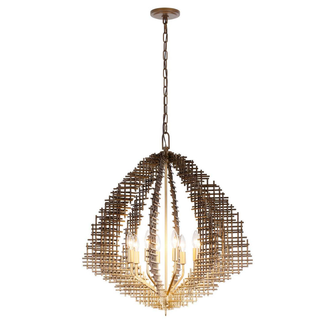 Construct Eight Light Pendant in Dark Bronze / French Gold Varaluz