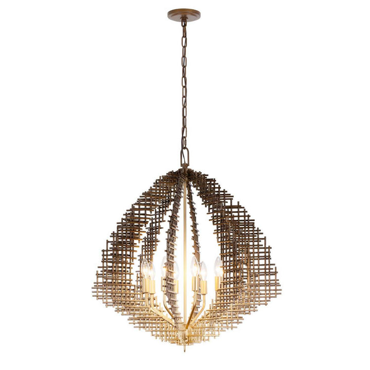 Construct Eight Light Pendant in Dark Bronze / French Gold Varaluz