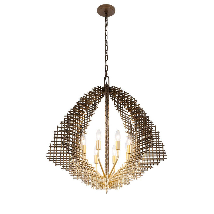 Construct Eight Light Pendant in Dark Bronze / French Gold Varaluz
