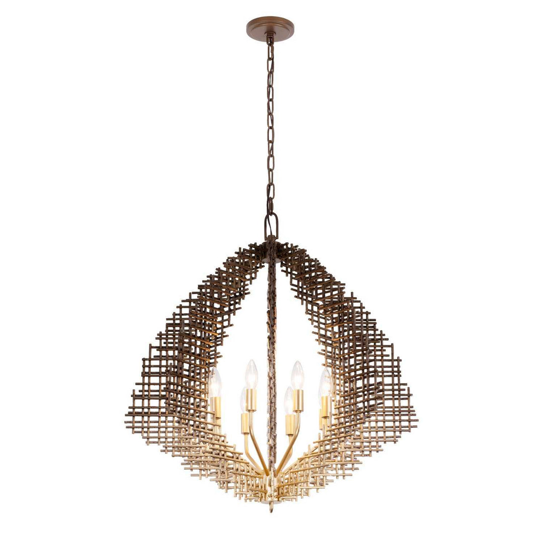 Construct Eight Light Pendant in Dark Bronze / French Gold Varaluz