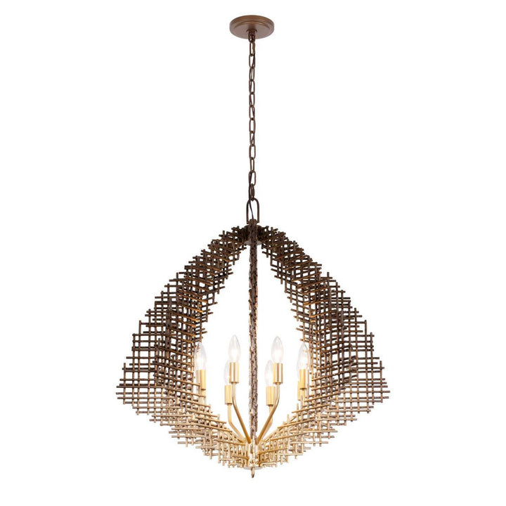 Construct Eight Light Pendant in Dark Bronze / French Gold Varaluz