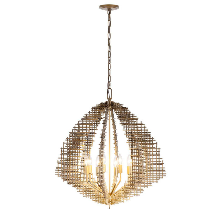 Construct Eight Light Pendant in Dark Bronze / French Gold Varaluz