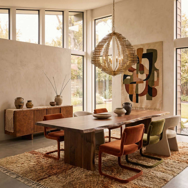 Construct Eight Light Pendant in Dark Bronze / French Gold Varaluz