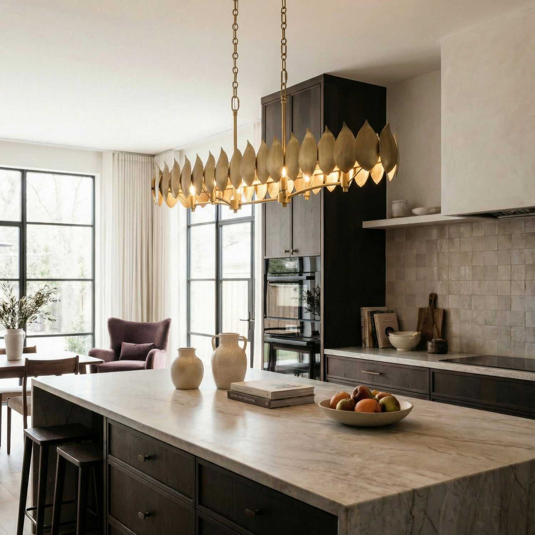 Petal Reign Six Light Pendant in Brass Kisser Varaluz