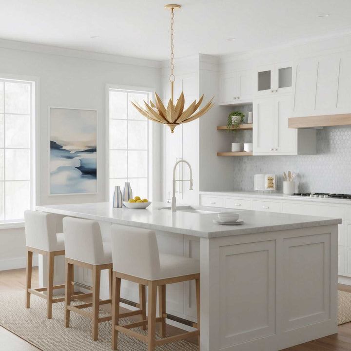 Zanara Three Light Pendant in Brass Kisser Varaluz