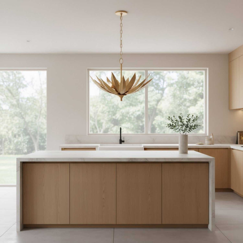 Zanara Six Light Pendant in Brass Kisser Varaluz