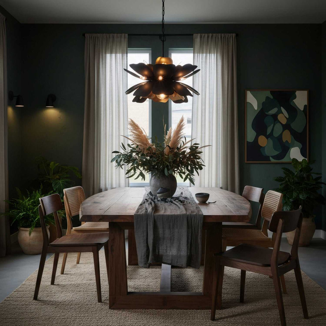 Botanic Panic 13 Light Pendant in Dark Bronze / French Gold Varaluz