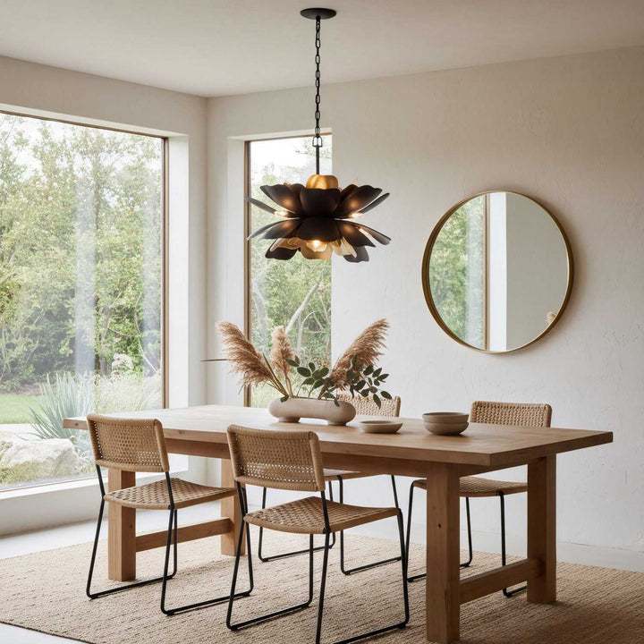 Botanic Panic 13 Light Pendant in Dark Bronze / French Gold Varaluz