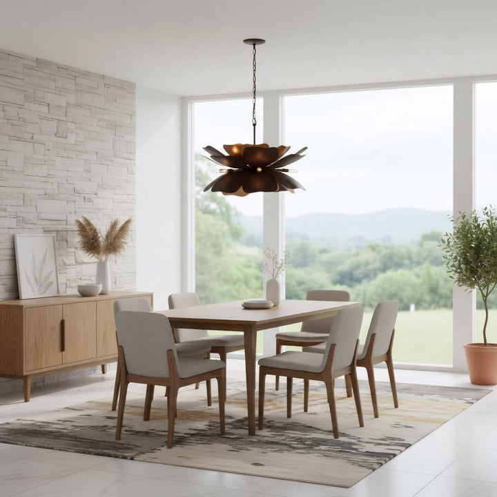Botanic Panic 13 Light Pendant in Dark Bronze / French Gold Varaluz