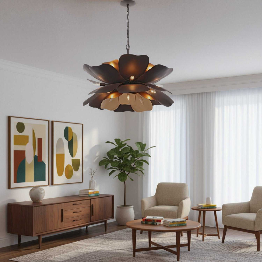 Botanic Panic 13 Light Pendant in Dark Bronze / French Gold Varaluz