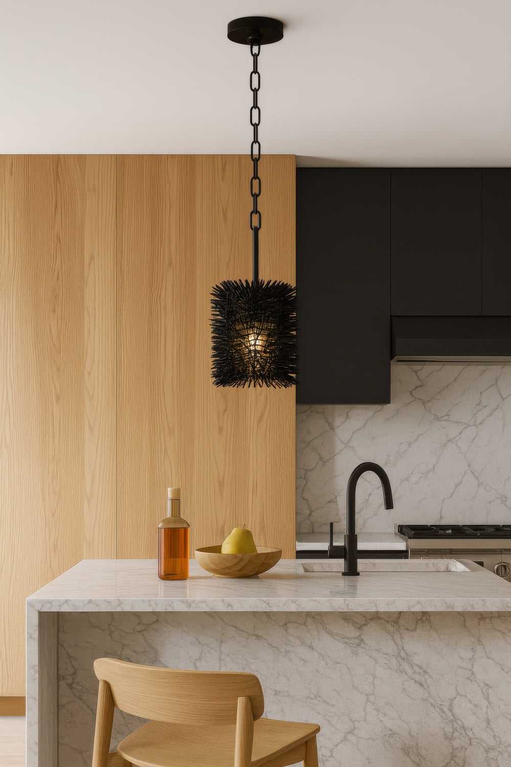 Urchin One Light Pendant in Black Varaluz