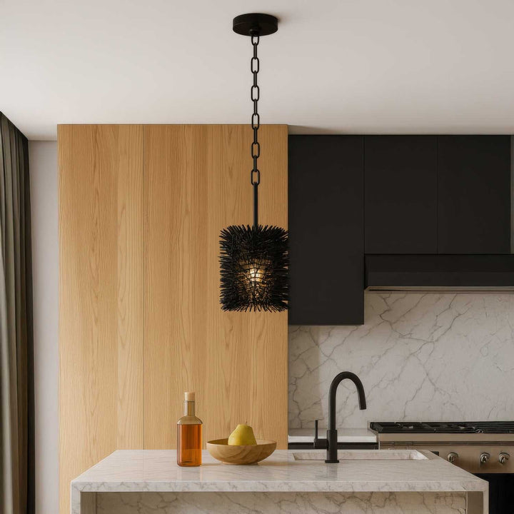 Urchin One Light Pendant in Black Varaluz