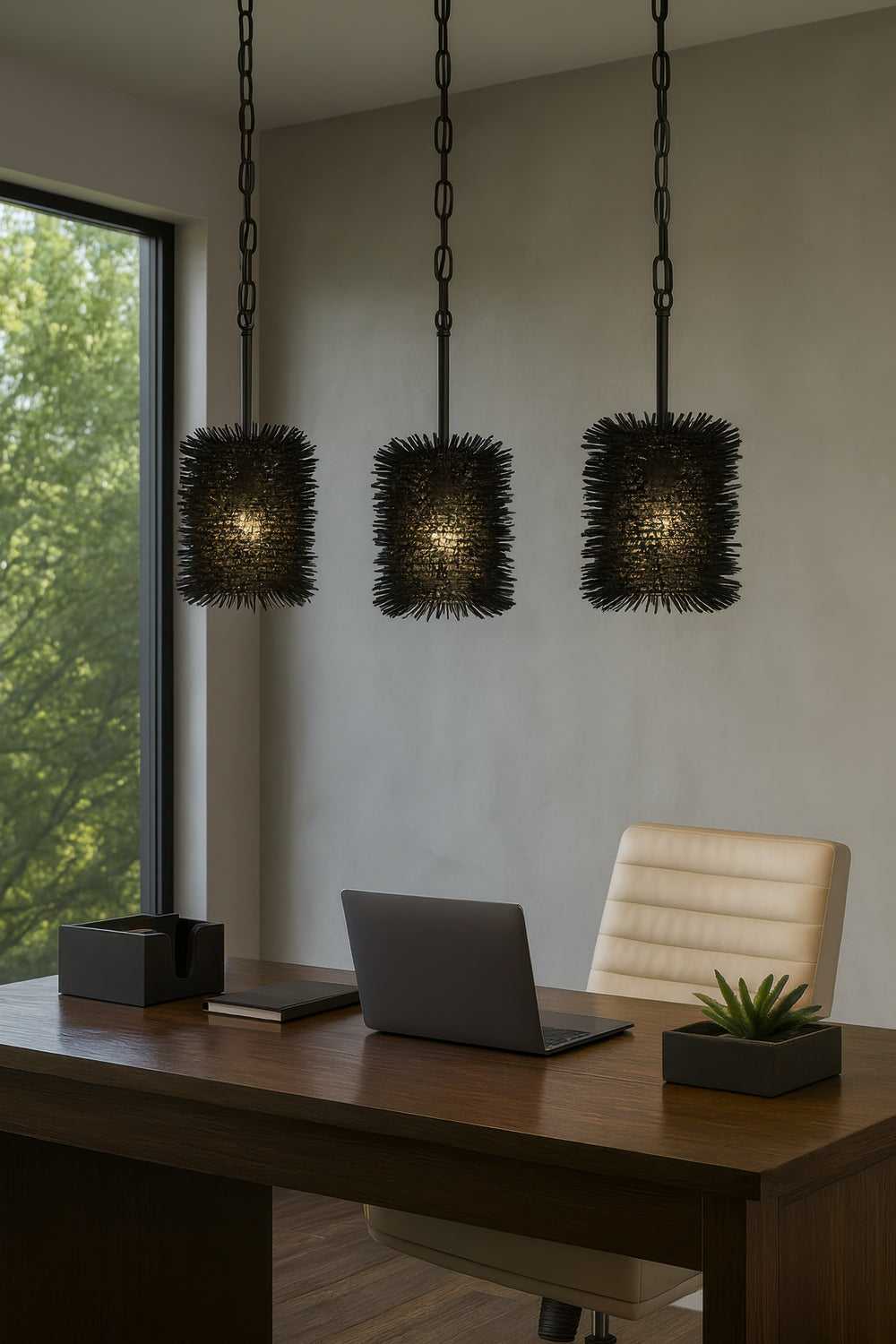 Urchin One Light Pendant in Black Varaluz