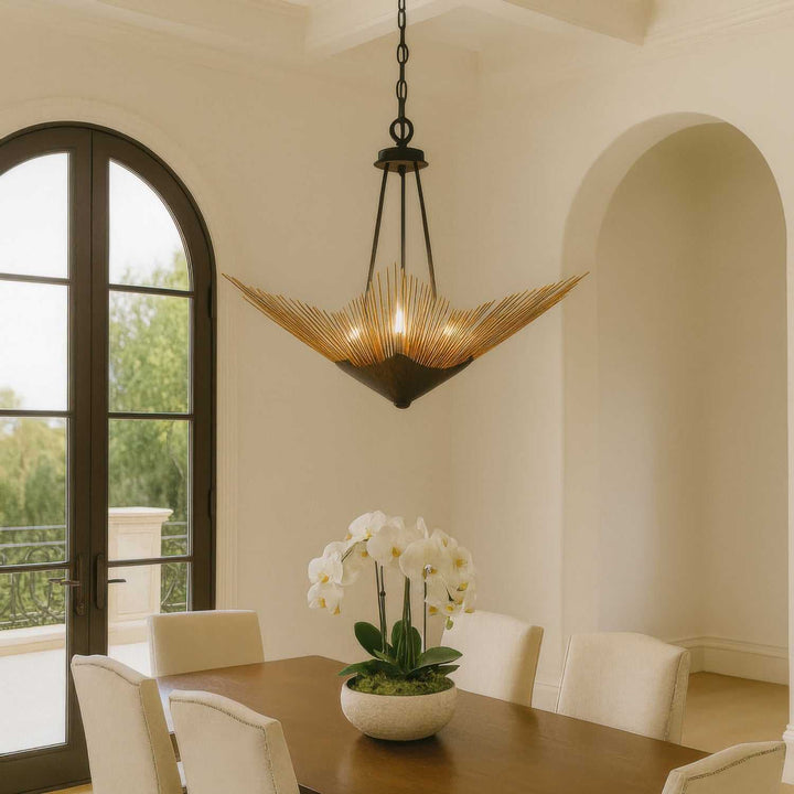 Aristocrat Six Light Pendant in Dark Bronze / French Gold Varaluz