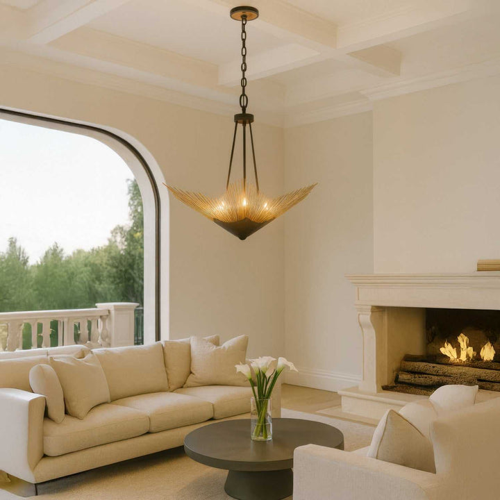 Aristocrat Six Light Pendant in Dark Bronze / French Gold Varaluz